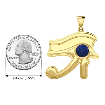 Udjat Solid Yellow Gold Pendant with Stone Eye by Oberon Zell GPD1068